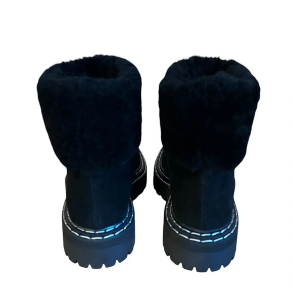 Proenza Schouler Shearling Lined Suede Lug Sole Ankle Boots Black IT 36.5 NWOB - Picture 2 of 11